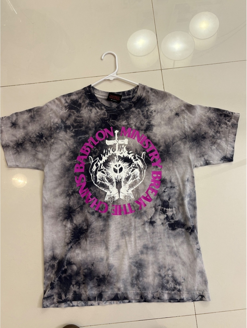 Babylon Black Gray tie dye tee "Break the Chains"